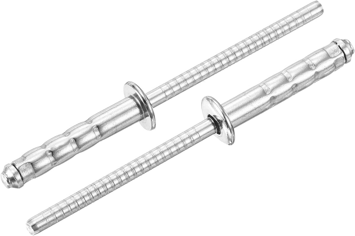 50Pcs 5/32" x 3/4" 304 Stainless Steel Round Head Double-Drum Blind Rivets, Pull Nail Drum Type Blind Rivets for DIY, Sheet Metal, Automotive Repairs, Furniture, Boat (Silver)