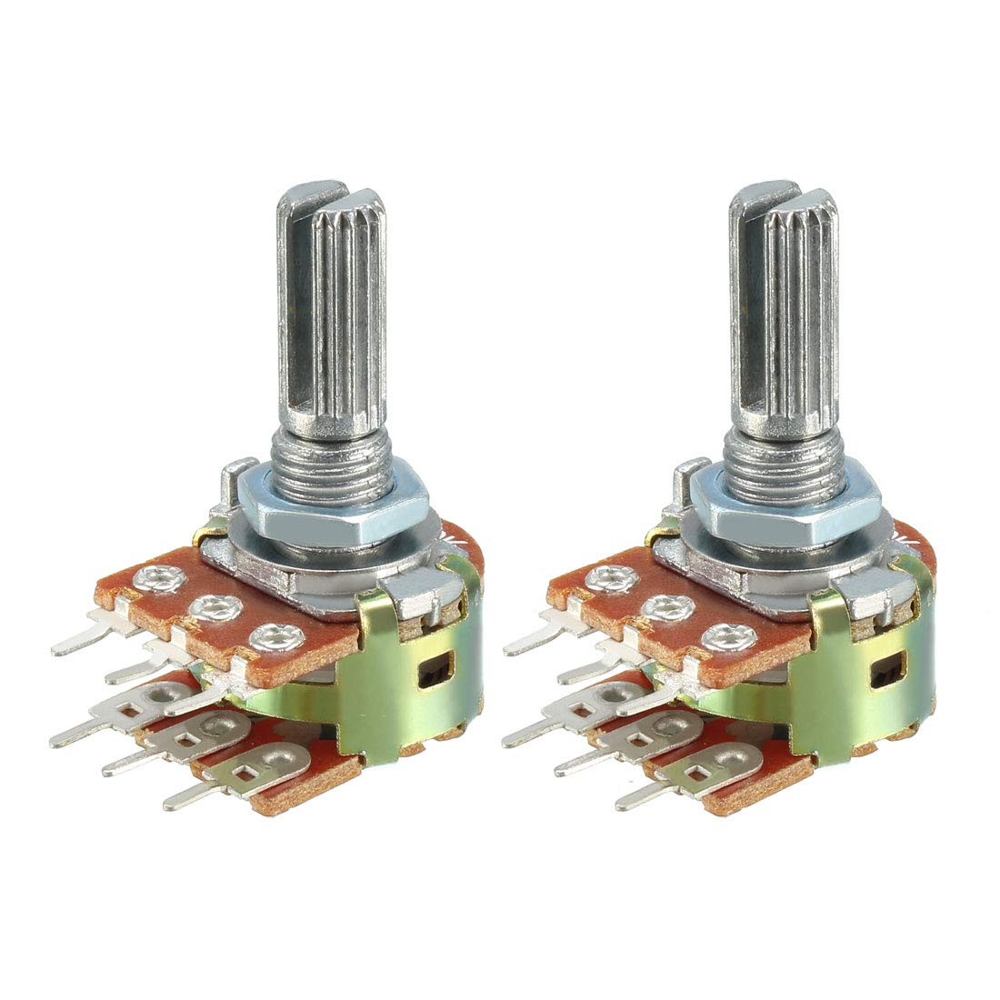 WH148 50K Ohm Variable Resistors Dual Rotary Carbon Film Taper Potentiometer 2pcs