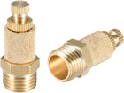Brass Exhaust Muffler, G1/4 Male Thread 33/64" Hex Top Adjustable Sintered Air Pneumatic Bronze Muffler with Brass Body 2pcs