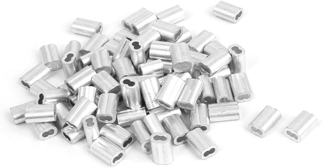 1/16" Aluminum Double Hole Clamp Clip Sleeve 80 Pcs for Wire Rope