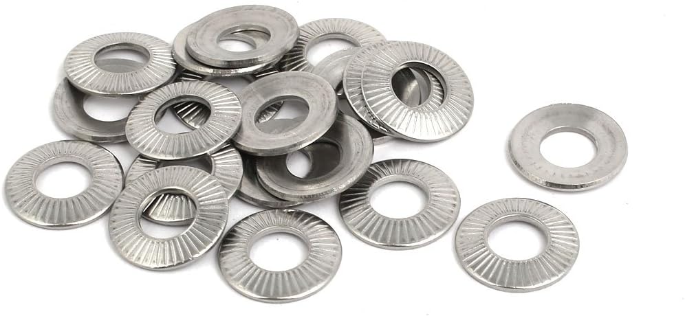 M8 304 Stainless Steel Locking Washer Silver Tone 20pcs