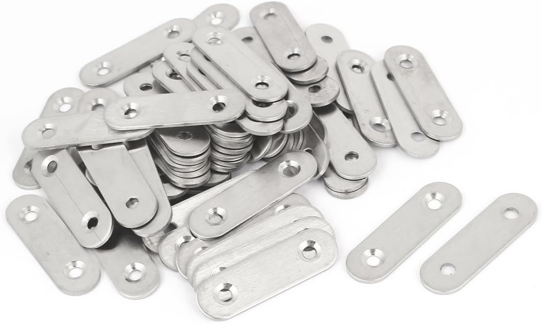 50mm x 15mm x 2mm Stainless Steel Straight Bracket Flat Repair Plate 60PCS