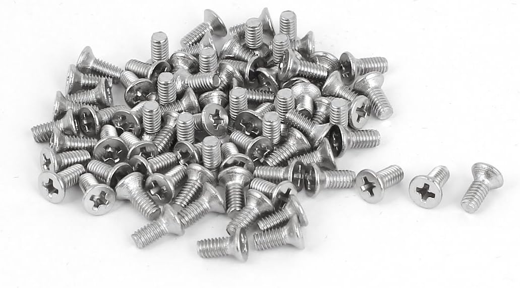 M2.5 x 6mm 316 Stainless Steel Phillips Drive Machine Flat Head Screws 75 Pcs