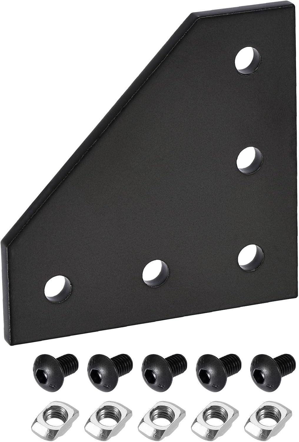 Corner Bracket Plate L Shape 60x60mm 5-Hole Outside Joint Kits 2020 Aluminum Profile with T Nuts and Hex Socket Screws Black for Frame Structure
