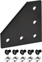 2Pcs Corner Bracket Plate L Shape 60x60mm 5-Hole Outside Joint Kits 2020 Aluminum Profile with T Nuts and Hex Socket Screws Black for Frame Structure