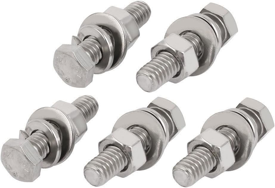 5Set 304 Stainless Steel 5/16"-18 Thread 1-1/2" Length Hex Bolt Kit w Washer Nut