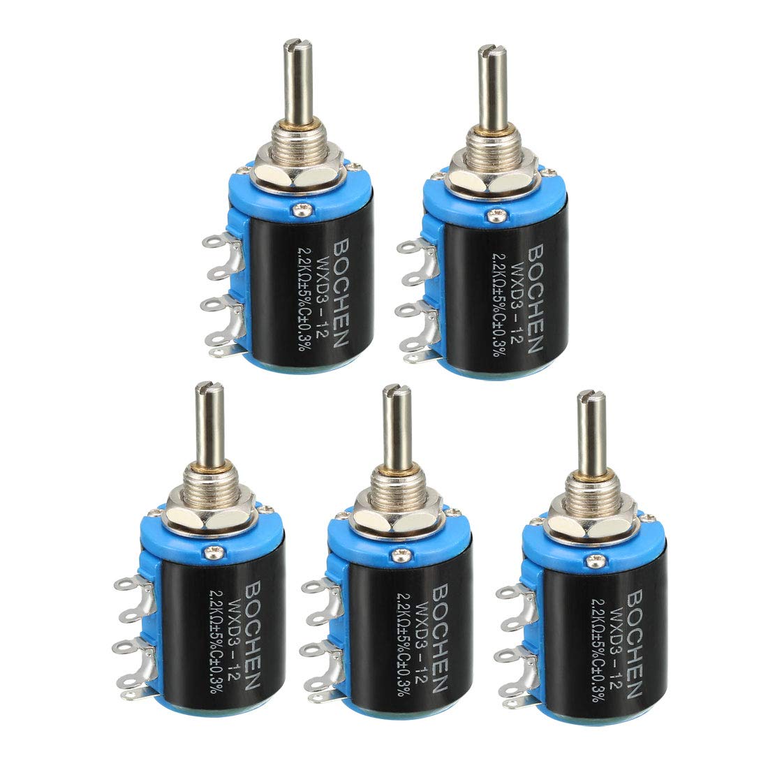 2.2K Ohm Adjustable Resistors Wire Wound Multi Turn Precision Potentiometer Pots 5pcs