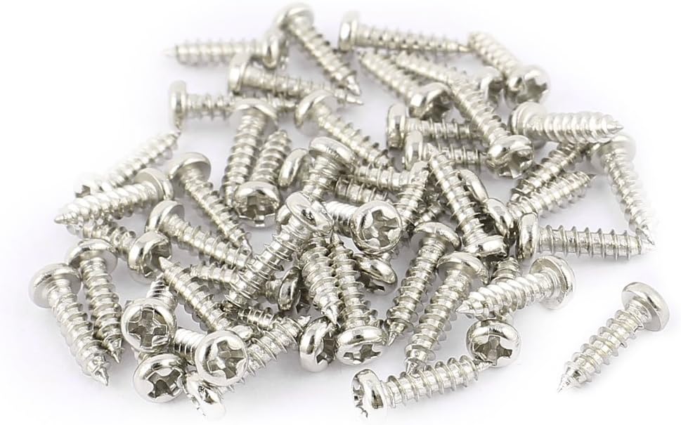 50 Pcs M2 x 8mm Stainless Steel Phillips Round Head Self Tapping Screws Bolts