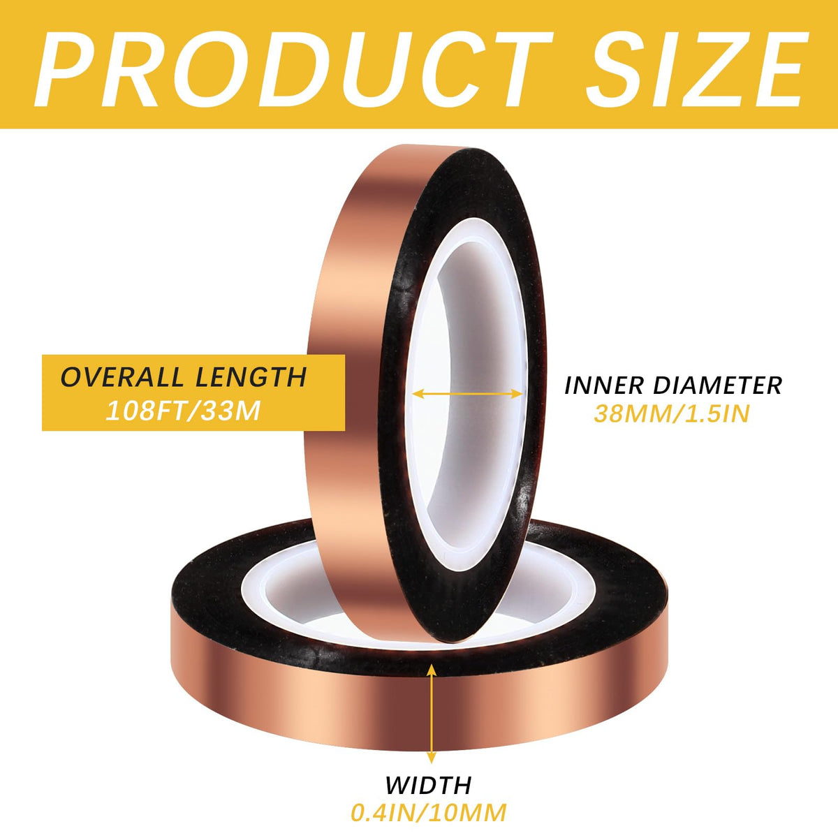 LinkMejor 5 Rolls 10mm x33m (108ft) Sublimation Tape Up to 250℃(480 F) Heat Resistant High Temperature Adhesive for Thermal Transfer Heat Sensitive Soldering Circuit Boards,No Residue (Brown)