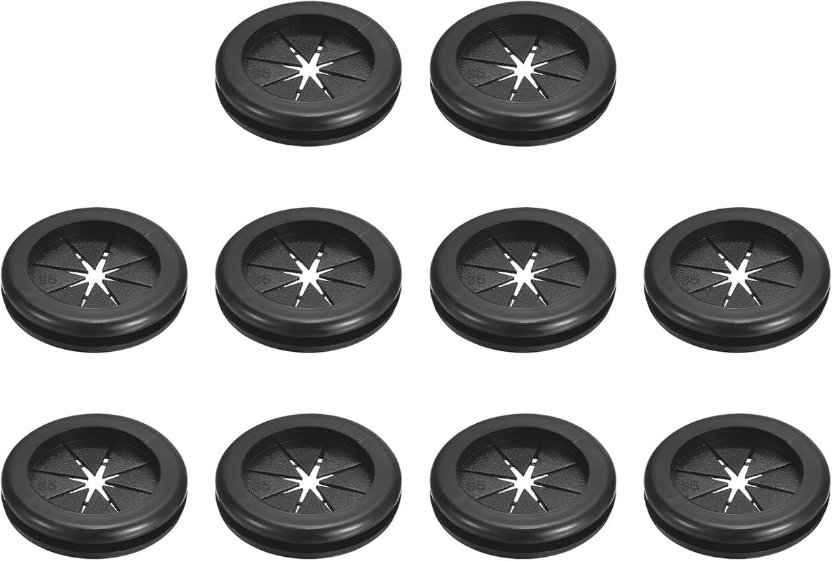 10Pcs Rubber Grommets 1-1/4"(32mm) ID 1-3/8"(35mm) Drill Hole Double Sided Firewall Hole Plugs Round Electrical Wiring Gasket, Black