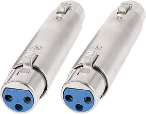 2 Pcs 87mm Long XLR 3 Pole Female to XLR 3 Pin Female Adapter