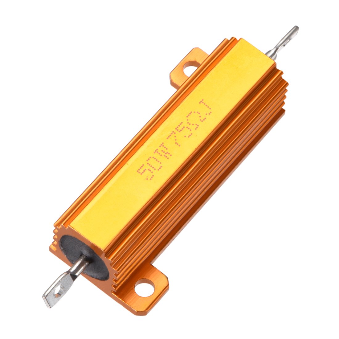 50W 75 Ohm 5% Aluminum Housing Resistor Screw Tap Chassis Mounted Aluminum Case Wirewound Resistor Load Resistors Gold Tone 1pcs