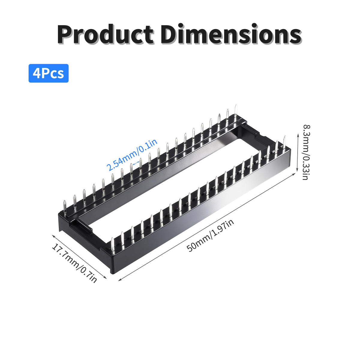 LinkMejor 4 Stk 40 Pin DIP IC Steckplatz, 2.54mm Pitch, für PCB Löten
