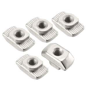 Sliding T Slot Nuts, M5 Half Round Roll in T-Nut for 4545 Series Aluminum Extrusion Profile, Carbon Steel Nickel-Plated, Pack of 20