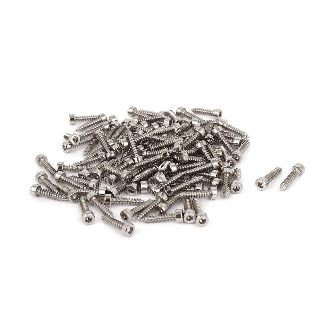 100 Pcs M2.6x12mm Stainless Steel Hex Socket Cap Head Self Tapping Screws