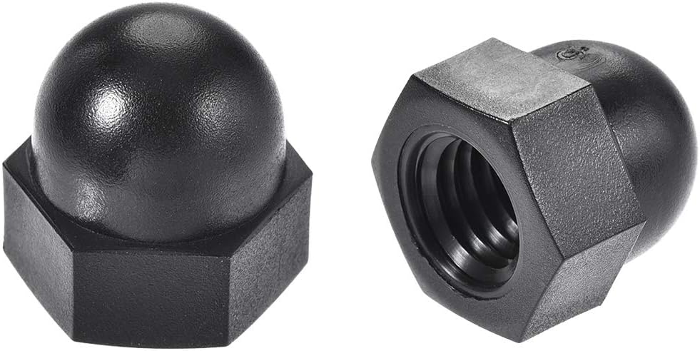 M10 Diameter Female Thread Nylon Hex Domed Cap Nuts Black 10pcs