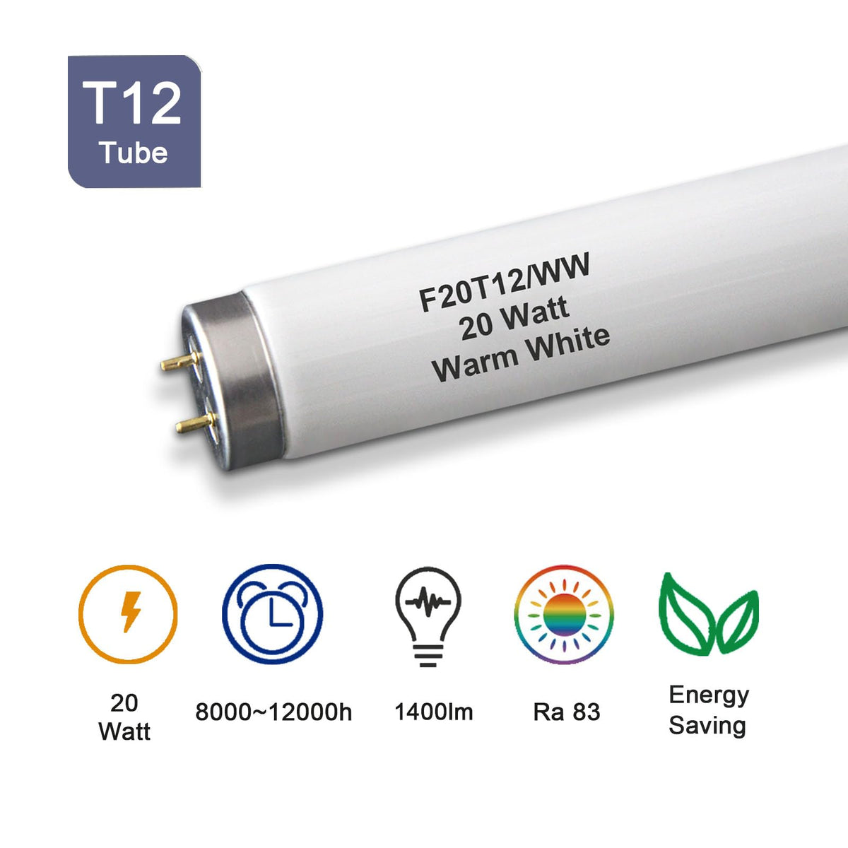 LinkMejor (6Pack) F20T12/WW T12 20W 2ft Fluorescent Tube Light Bulb,F20T12/DSW/RP Soft Warm White,24 inch, Premium Kitchen and Bath,1150 Lumen, 20 watt,3000K