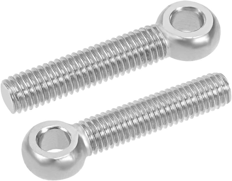 M8 x 40mm 304 Stainless Steel Machine Shoulder Lift Eye Bolt Rigging Silver Tone 5pcs