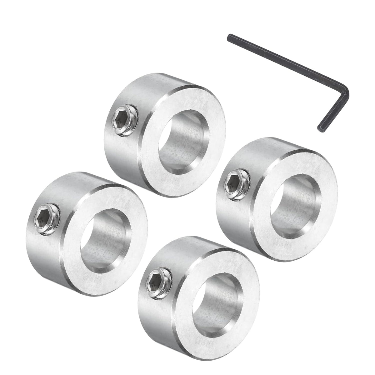 4 Pcs Set Screw Shaft Collar, 7/16" Bore, 304 Stainless Steel, 7/8" OD, 7/16" Thickness, Axle Collar Clamp with Hex Wrench