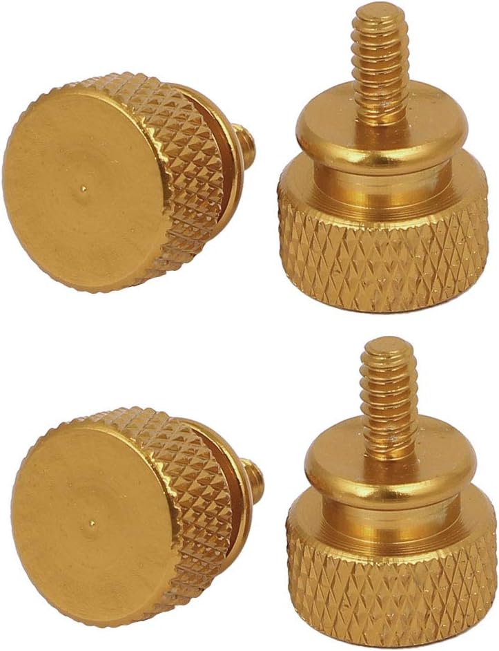 Computer PC Case 6#-32 Fully Threaded Knurled Thumb Screws Gold Tone 4pcs