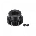 Pinion Gear Set, 45# Carbon Steel Motor Rack Spur Gear with Step Black, 0.5 Mod 28T 6mm Bore 15mm Outer Dia, M3 Set Screws Included