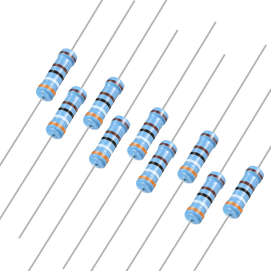 30Pcs 3.9K Ohm Resistor, 2W 1% Tolerance Metal Film Resistors, Lead, 5 Bands for DIY Electronic Projects and Experiments