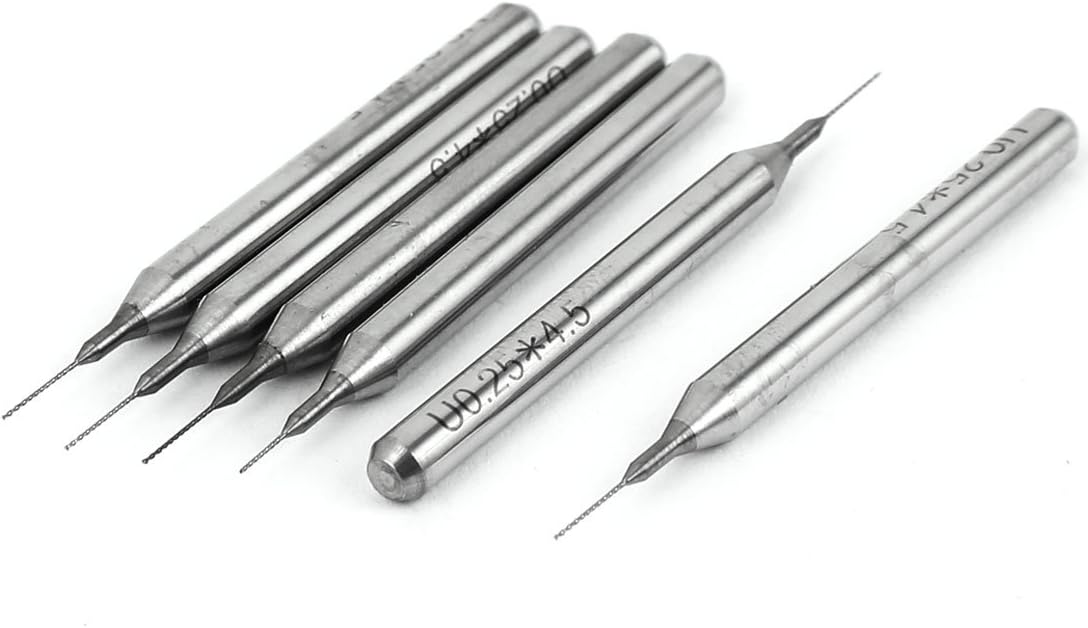 0.25mm x 4.5mm Carbide PCB Jewelry CNC Engraving Micro Drill Bits 6 Pcs