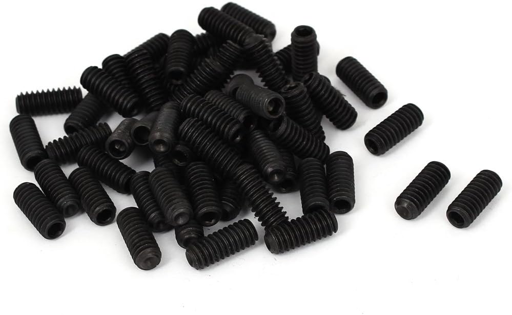 1/4 Inch x 5/8 Inch 20 Thread Count Hex Socket Set Cup Point Head Grub Screws Black 60 Pcs