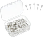 100pcs Sewing Pins, 0.5 Inch Round Pearl Head Dressmaking Corsage Pins Straight Pins for Wedding Sewing Decoration DIY Craft, White