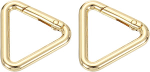 2Pcs Metal Triangle Ring Buckle, 1"(25mm) Spring Snap Clip Hook Jump Rings Alloy Trigger Keychain for Purses Handbag Strap Clasp, Gold