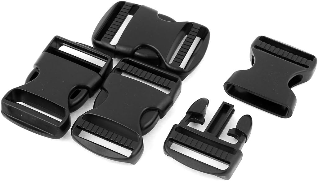 LinkMejor Plastic Backpack Rucksack Quick Release Buckles 37mm Width 4 Pcs Black
