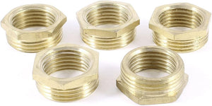 5 Pcs 3/4 PT Male x 1/2 PT Female Thread Brass Hex Bushing Pipe Fitting Coupler