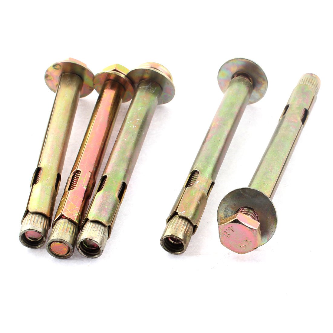M8 x 100mm Thread Hex Head Split Expansion Bolts Screws 5 Pcs