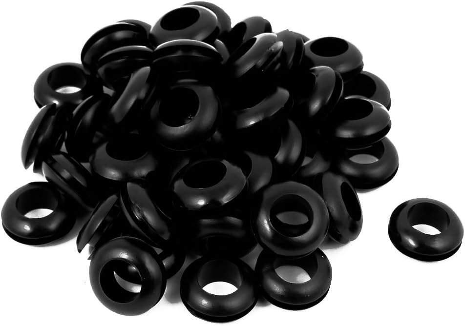 50 PCS 10mm Dia Double Sides Rubber Wire Grommets Gasket Ring Cable Protector Black