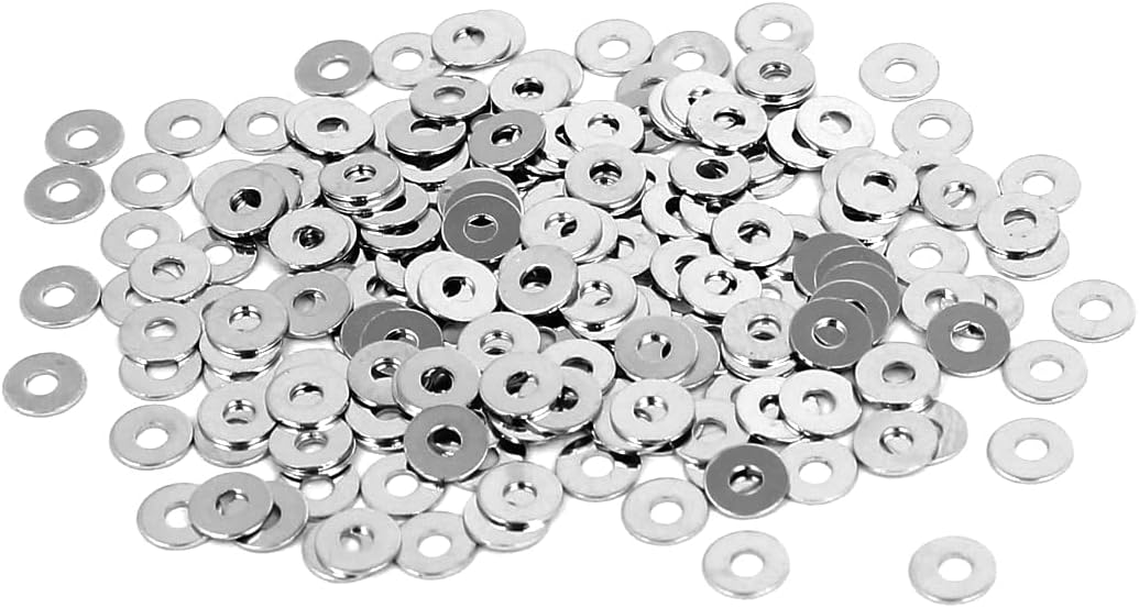 M1.4 x 4mm x 0.3mm Nickel Plated Flat Pads Washers Gaskets Spacers Silver Tone 200PCS