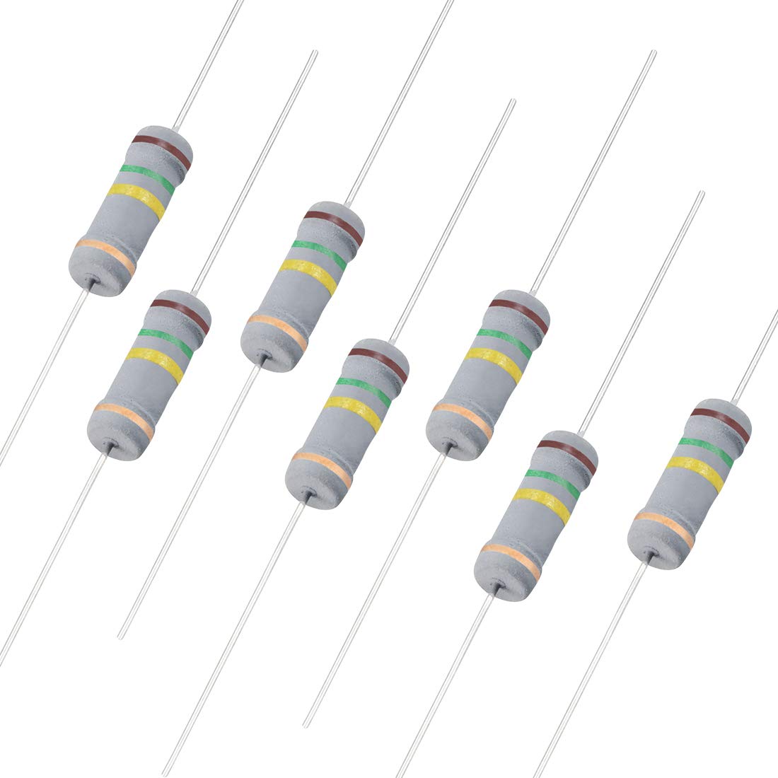 50Pcs 150K Ohm Resistor, 2W 5% Tolerance Carbon Film Resistors, 4 Bands for DIY Electronic Projects and Experiments