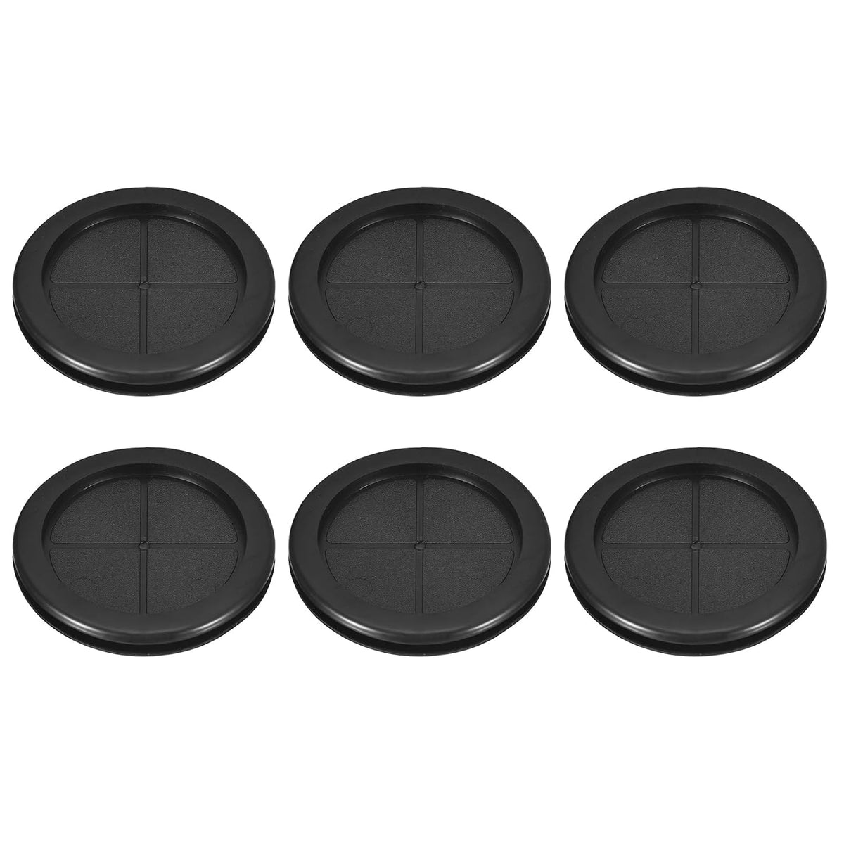 6Pcs Rubber Grommets 2-6/8" (70mm) Drill Hole, 2-1/4" (60mm) ID Double Sided Hole Plugs Ring Gasket for Firewall Cable Wire Protecting, Black