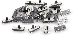 30 Pcs On/Off/On 8 Pin DPDT 2P2T Vertical Micro Surface Mounted Devices SMT Slide Switch