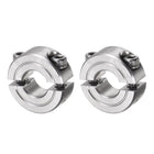 2pcs Double Split Clamp-On Shaft Collar for 3/8" Shaft, Two-Piece Clamping Collar, 7/8" OD, 11/32" Width, 304 Stainless Steel Axle Collar Clamp, Set Screw Style