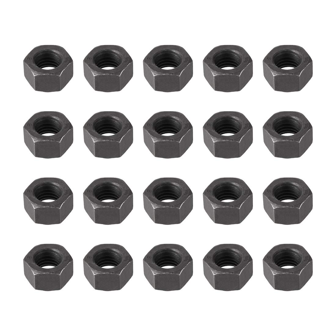 Hex Nuts, M10x1.5mm Metric Coarse Thread Hexagon Nut, Carbon Steel, Pack of 20 (Black)