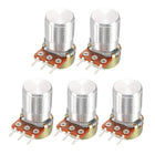 WH148 5Pcs 1K Ohm Variable Resistors Single Turn Rotary Carbon Film Taper Potentiometer with Knobs