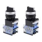 Rotary Selector Switch 2 Positions 2NO Momentary AC 660V 10A 22mm Panel Mount (Set of 2)