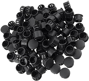 Plastic Locking Hole Plugs Black 100 Pcs w 9/16" Head