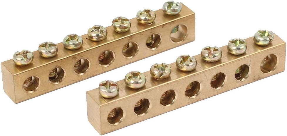 7 Holes Electrical Distribution Wire Screw Terminal Copper Neutral Bar 2pcs