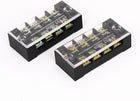 600V 25A 2 Rows 4P 8 Screw Terminal Barrier Block Strip w Cover 2 Pcs