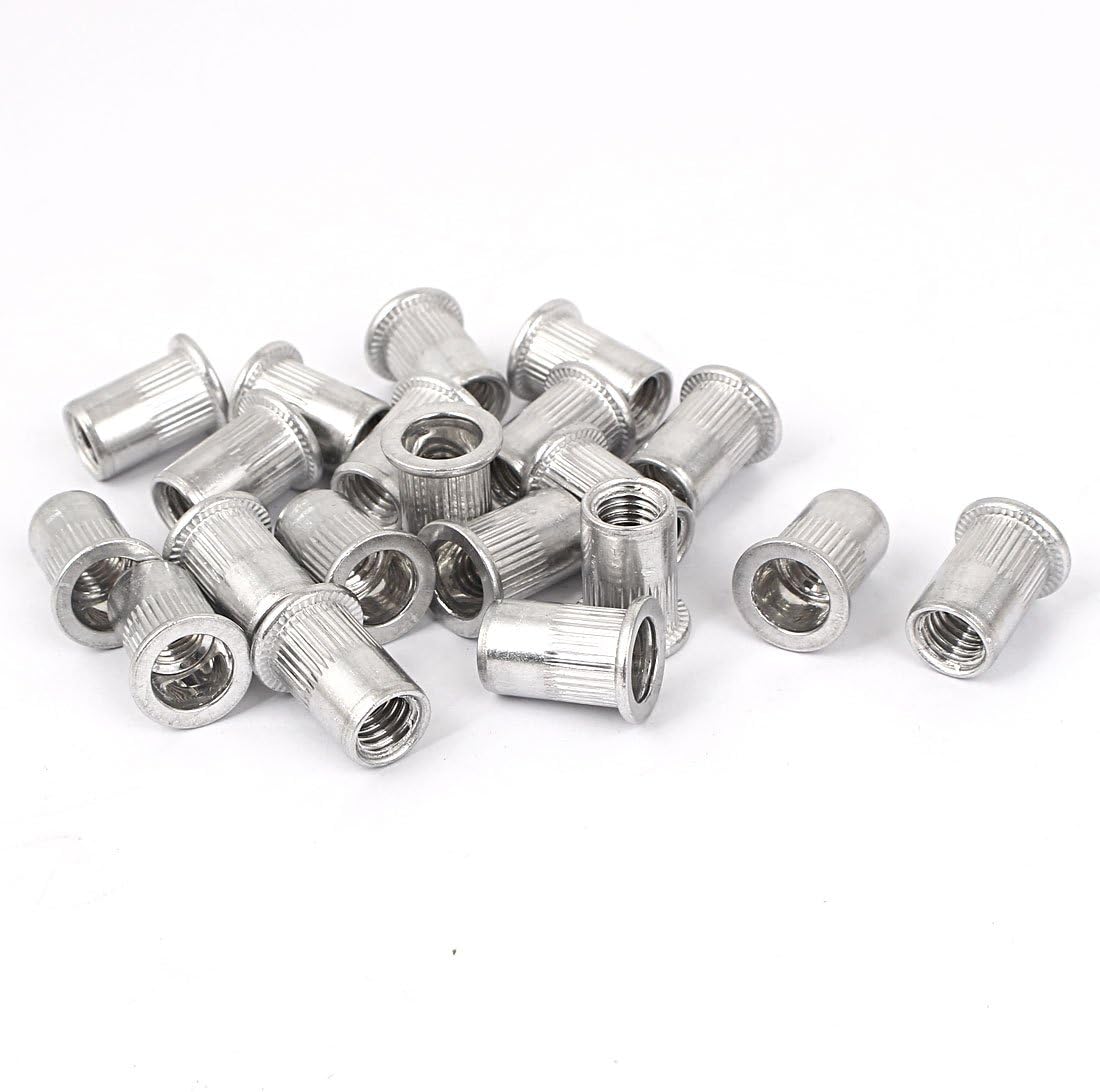 M8 Baling Baling Rata Alumunium Nutsert Silver Tone 20pcs