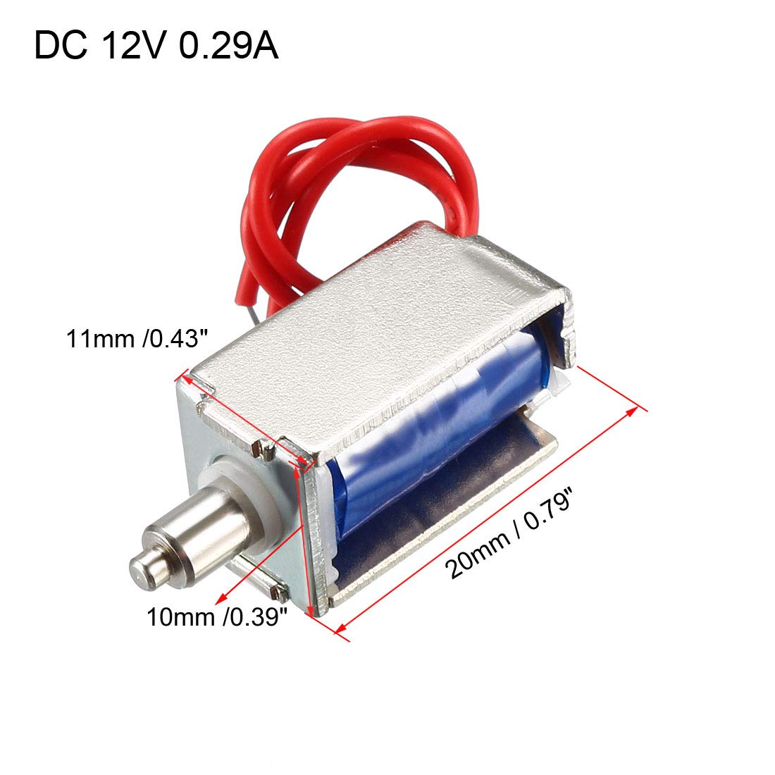 DC 12V 0,29A 60g voima 4mm lyönti, vetotyyppi, avoin kehys, magneettinen solenoidilukko