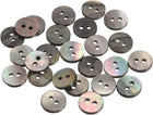 25Pcs Natural Shell Button, 2 Hole 9mm Flat Mother of Pearl Buttons for Shirt Coats Suits Jacket Jeans Skirts DIY Sewing Crafts, Black/Silver