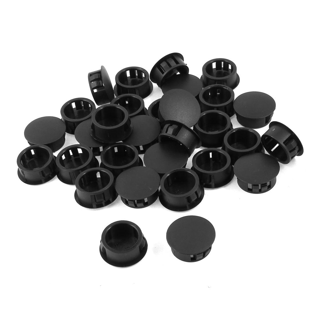 a14061700ux0269 30pcs Black Plastic 20 mm Diameter Snap in Type Locking Hole Button Cover 20 mm x 24 mm x 10mm (Pack of 30)