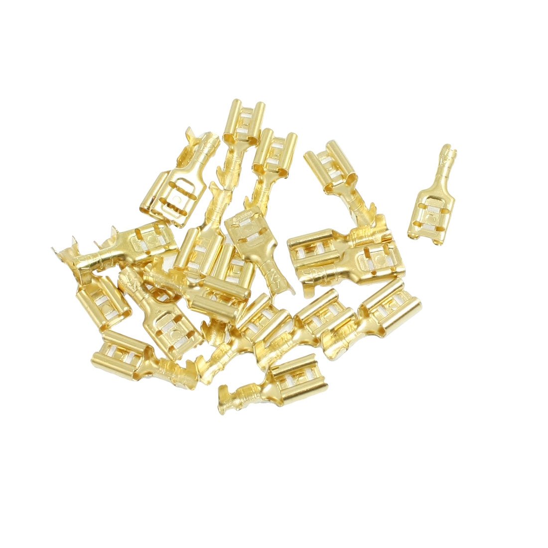 Gold Tone Brass Crimp Terminal 6.7mm Female Spade Connectors, 20 Pieces